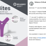 ReliaBites clear aligner chewies by Reliance Orthodontic Products, highlighting the Y-shaped design and fitment features.