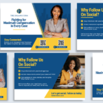 B2B social media marketing for The Balams Firm featuring legal tip graphics, executive photography, and QR code integration.
